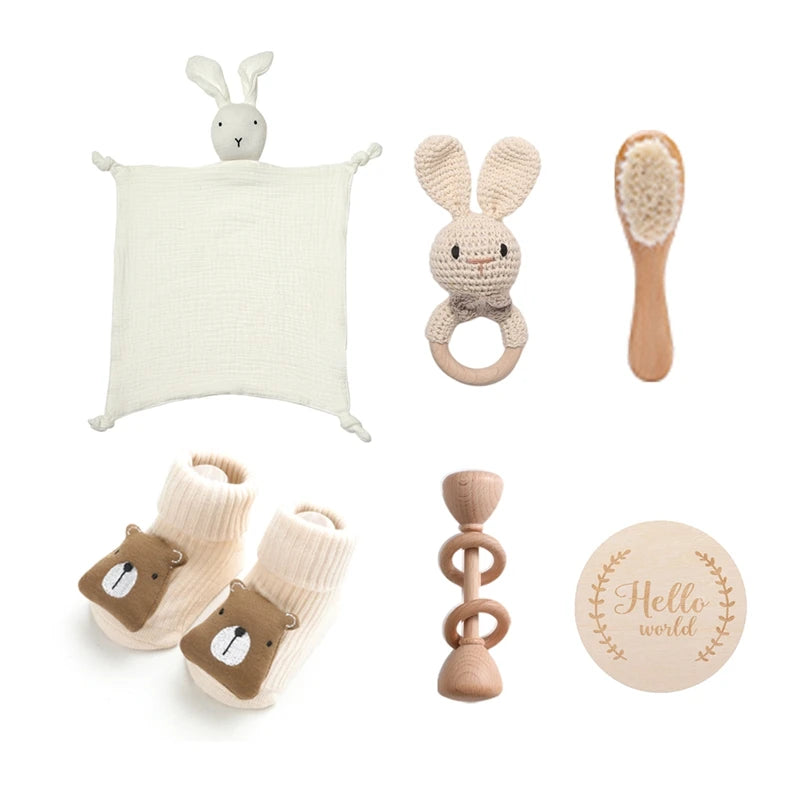 Baby Essentials Gift Set with Blanket, Rattle & Teether