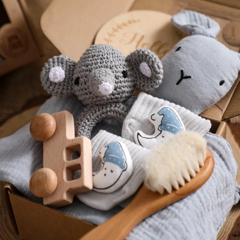 Baby Essentials Gift Set with Blanket, Rattle & Teether
