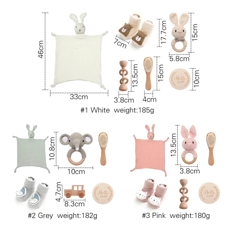 Baby Essentials Gift Set with Blanket, Rattle & Teether