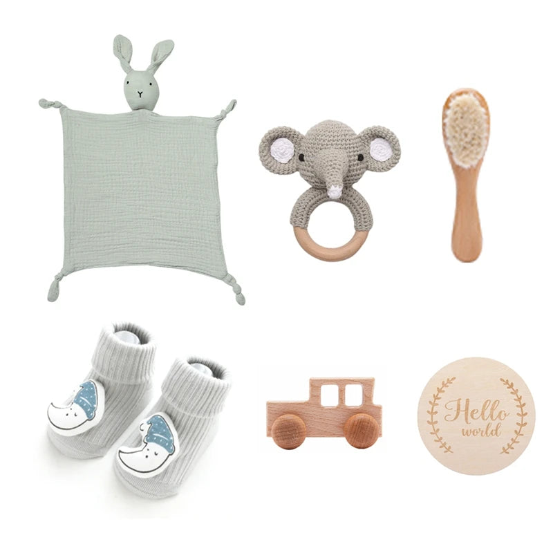 Baby Essentials Gift Set with Blanket, Rattle & Teether