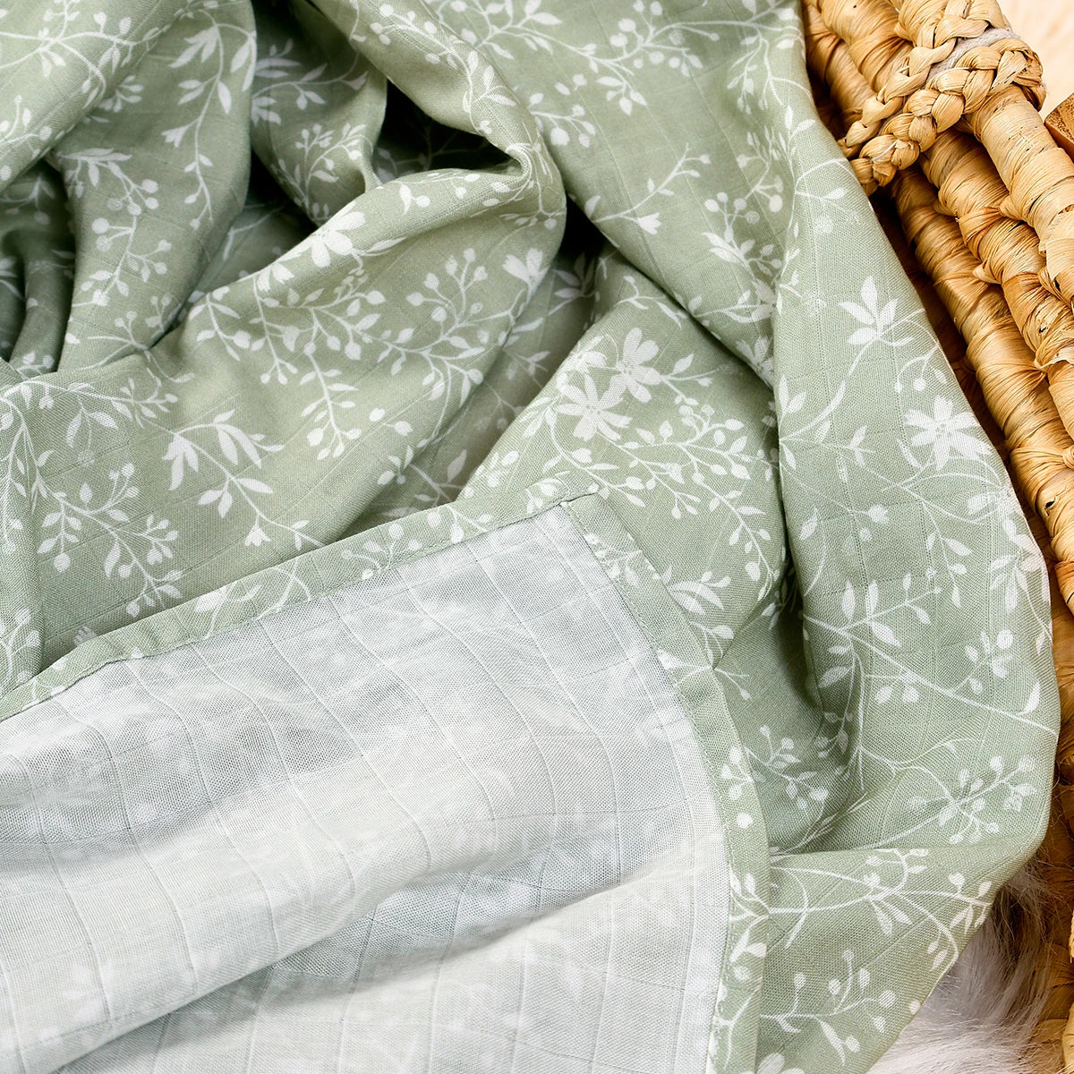 Baby Muslin Swaddle Blanket – Bamboo Cotton (120×110cm)