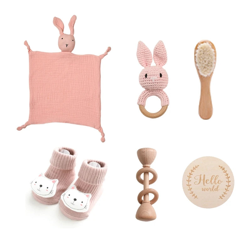 Baby Essentials Gift Set with Blanket, Rattle & Teether
